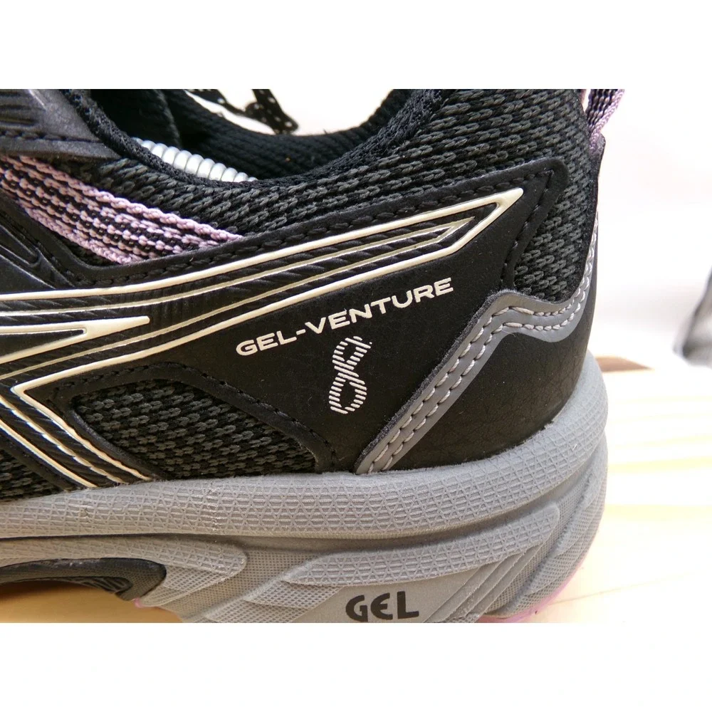 Asics Gel Venture 8 Running Shoes Womens Sz 8 Black Gray Lavender Sneakers READ